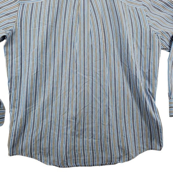 Chaps Shirt Men's Long Sleeve Striped Casual Button Up Striped Blue White Large - Picture 9 of 12